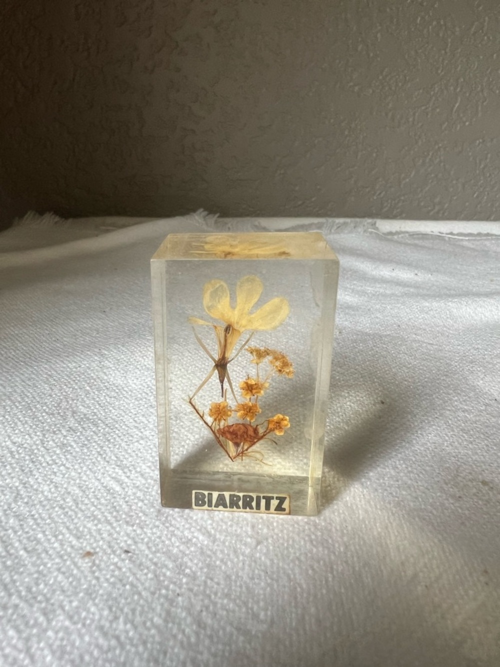 Biarritz Floral Resin Paperweight - Yellow Dried Flowers